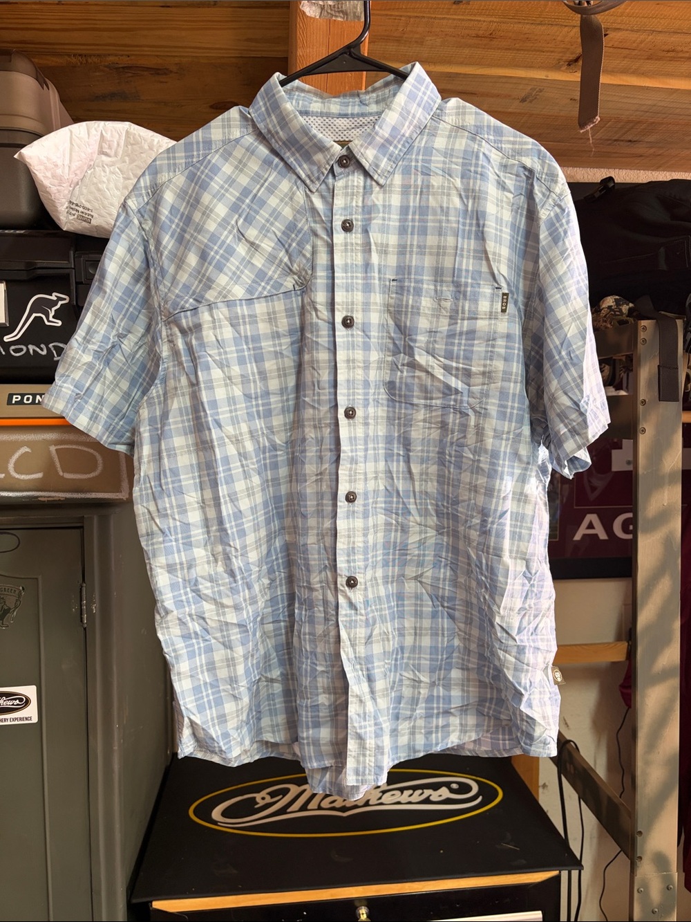 Howler Brothers Light Blue Plaid Short-Sleeve Button-Down Shirt